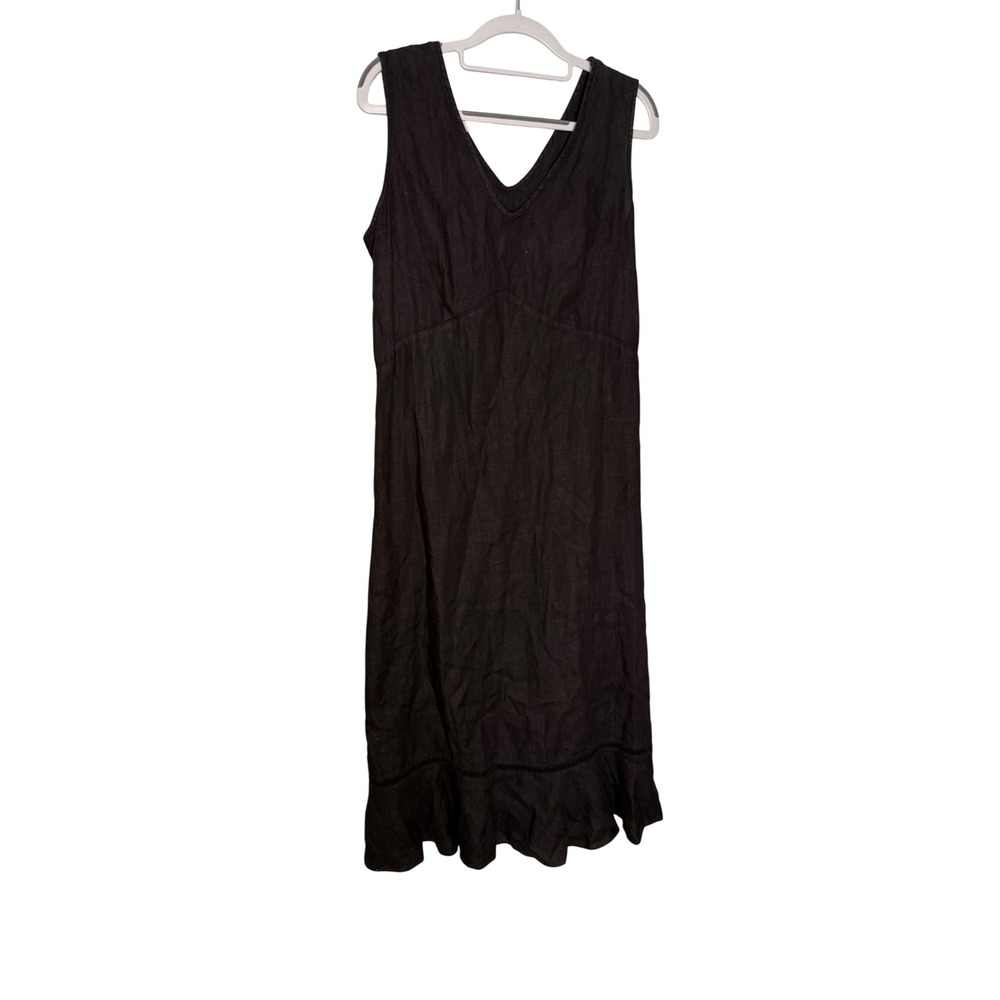 Sunny Side Up black sleeveless linen midi dress Lagenlook‎ casual